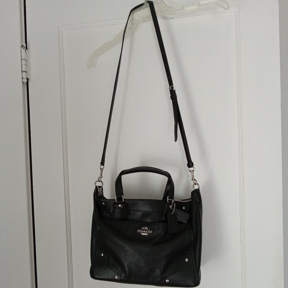 Coach Black leather bag tote of shoulder bag detach strap large bag